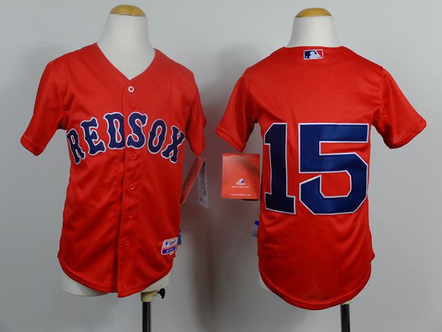 Youth Boston Red Sox #15 Pedroia Red MLB Jerseys